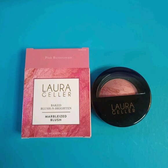 2 NIB Laura Geller PINK BUTTERCREAM Baked Blush-N-Brighten Reg .16 + Mini .08 - Picture 4 of 4